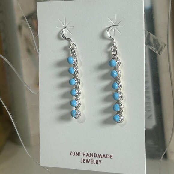 💎 Turquoise Delicate Drop Earrings - Unique Handmade Sterling Silver Jewelry - Picture 10 of 12